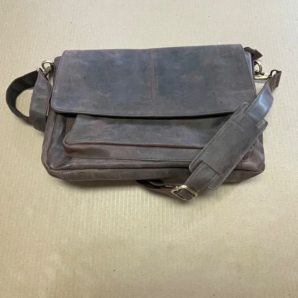 Real Leather Messenger Bag for Men and Women‎ - Laptop Briefcase Wood